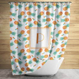 かわいいパイナップルパターンモノグラム シャワーカーテン