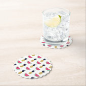 かわいいパイナップル及びスイカの落書きパターン ペーパーコースター (インサイチュ)