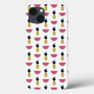 かわいいパイナップル及びスイカの落書きパターン iPhone 13ケース