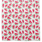 かわいいパイナップル及びスイカパターン シャワーカーテン (正面)