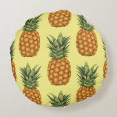かわいいパイナップル抽象芸術イラストレーションパターン ラウンドクッション (裏面)