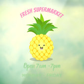 かわいいパイナップル漫画イラストレーション ウィンドウサイン (シート3)