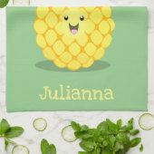 かわいいパイナップル漫画イラストレーション キッチンタオル (折り畳み)