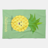 かわいいパイナップル漫画イラストレーション キッチンタオル (横)