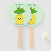 かわいいパイナップル漫画イラストレーション ハンドファン (正面&裏面)
