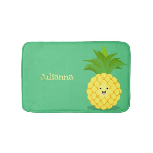 かわいいパイナップル漫画イラストレーション バスマット (正面)