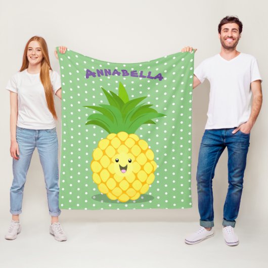 かわいいパイナップル漫画イラストレーション フリースブランケット (インサイチュ)