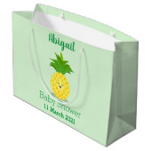 かわいいパイナップル漫画イラストレーション ラージペーパーバッグ (裏面アングル)