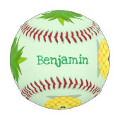 かわいいパイナップル漫画イラストレーション 野球ボール (裏面)