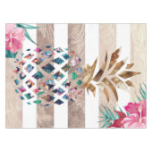 かわいいパイナップル金ゴールドストライプのデザイン テーブルクロス (正面(横))