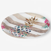 かわいいパイナップル金ゴールドストライプのデザイン ペーパープレート (アングル)