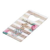 かわいいパイナップル金ゴールドモノグラム クレジットカード栓抜き (正面アングル)