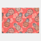 かわいいパイナップル3色 ラッピングペーパーシート (正面3)