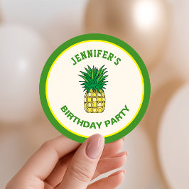 かわいいパイナップル ハワイアン ルアウ 誕生日パーティーのお返し品 ラウンドシール