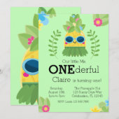 かわいいパイナップル Ms. Onederful ファースト 誕生日招待状 招待状 (正面/裏面)