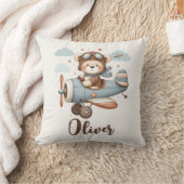 かわいいパイロットテディベアパーソナライズされた クッション (ブランケット)