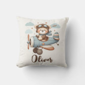 かわいいパイロットテディベアパーソナライズされた クッション (正面)