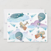 かわいいパイロットテディベア誕生日サンキューカード 招待状 (裏面)