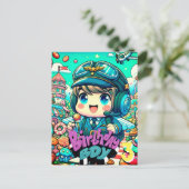 かわいいパイロット誕生日ボーイ ポストカード (スタンド正面)