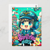 かわいいパイロット誕生日ボーイ ポストカード (正面/裏面)