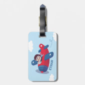 かわいいパイロット飛行機少年 オーダーメイド ラゲッジタグ (裏面縦)
