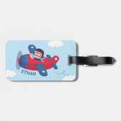 かわいいパイロット飛行機少年 オーダーメイド ラゲッジタグ (裏面横)