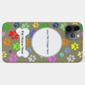 かわいいパウ柄のカスタムペット名と写真 Case-Mate iPhoneケース (裏面(横))