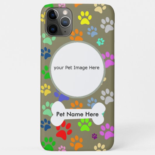 かわいいパウ柄のカスタムペット名と写真 Case-Mate iPhoneケース (裏面)