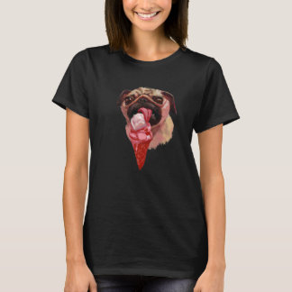 かわいいパグがアイスクリームを食べている2 Tシャツ