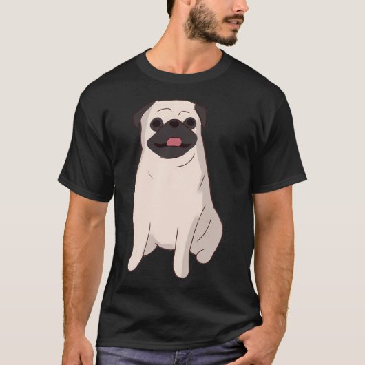 かわいいパグが座っている Tシャツ (正面)