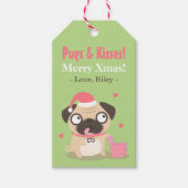 かわいいパグとキスのメリークリスマスギフトタグ ギフトタグ (正面)