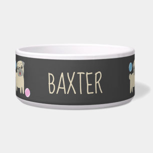 かわいいパグとボールのパターンパーソナライズされた ボウル