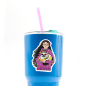 かわいいパグと長い髪の女の子 シール