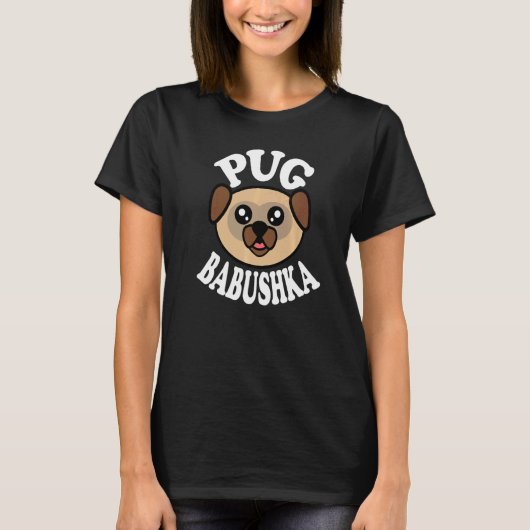 かわいいパグのおばあちゃん Tシャツ (正面)
