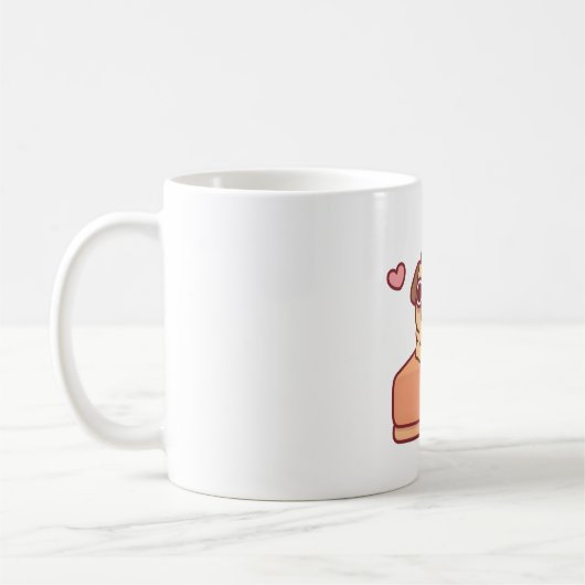 かわいいパグのかぼちゃパイ 笑 コーヒーマグカップ (左)