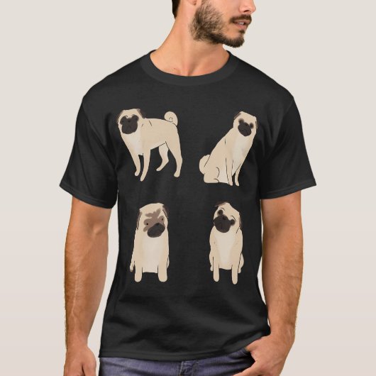 かわいいパグのイラストパック Tシャツ (正面)