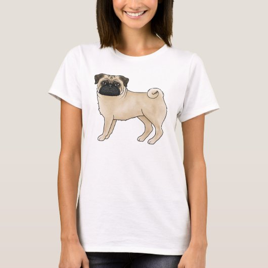 かわいいパグのイラスト Tシャツ (正面)