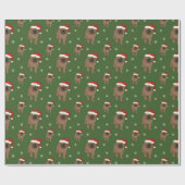 かわいいパグのクリスマスの包装紙 ラッピングペーパー (フラット)