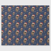 かわいいパグのクリスマスの包装紙 ラッピングペーパー (フラット)