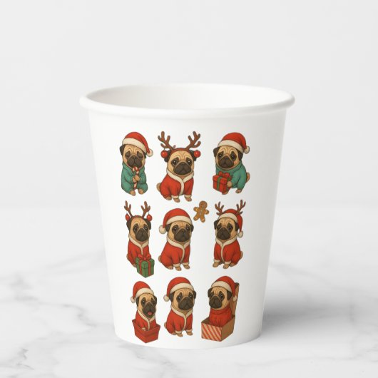 かわいいパグのクリスマスコレクション 紙コップ (正面)