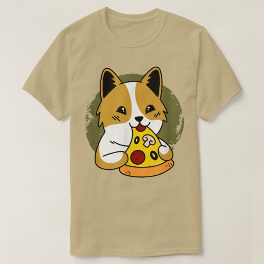 かわいいパグのグラフィック ピザ好き イタリア料理を食べるP Tシャツ (デザイン正面)