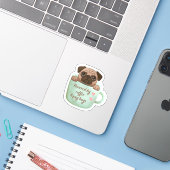 かわいいパグのコーヒーマグステッカー シール (ノートパソコンとiPhone)