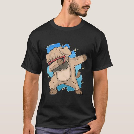 かわいいパグのダビング Tシャツ (正面)