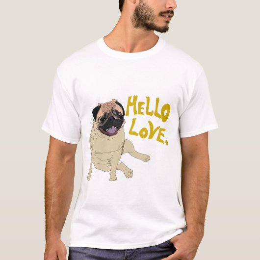 かわいいパグのデザインTシャツ Tシャツ (正面)