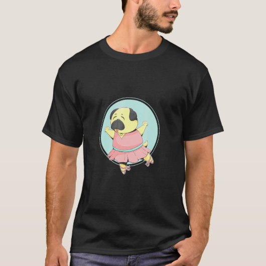 かわいいパグのバレエダンサーバレリーナ Tシャツ (正面)