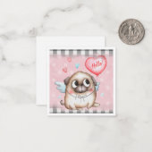 かわいいパグのバレンタインデー ノートカード (正面/裏面インサイチュ)