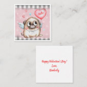 かわいいパグのバレンタインデー ノートカード (正面/裏面)