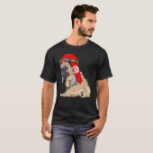 かわいいパグのレトロチュニジア国旗 プライド Tシャツ (正面フル)