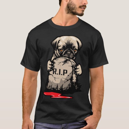 かわいいパグの墓石 クラシック 950 Tシャツ (正面)