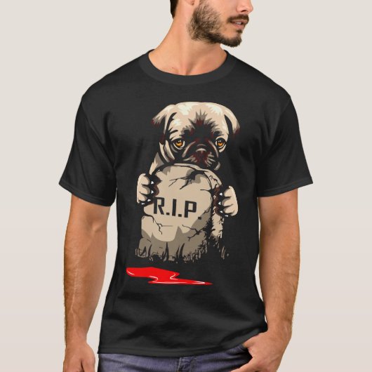 かわいいパグの墓石 962 Tシャツ (正面)